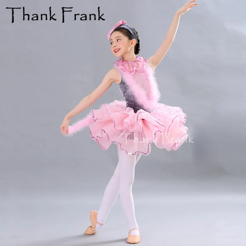 Балетный костюм из мягкой кроличьей шерсти розовое детское платье балерины для девочек бархатные танцевальные трико с блестками без рукавов