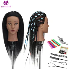 Aliexpress - 100% Real Hair  African Mannequin Head and Adjustable Stand for Braiding Hair Training Doll Head for Cosmetology Hairdressing