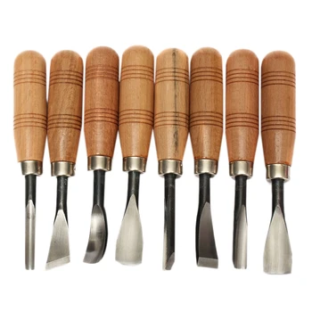 

8Pcs/Set Bird Dry Hand Wood Carving Tools Chip Detail Chisel Set Knives Tool