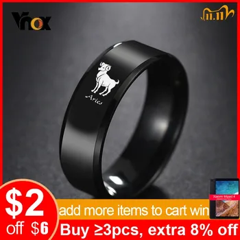 

Vnox 12 Horoscope Engraved Black Stainless Steel Rings for Men 8mm Classic Male Wedding Band Twelve Constellation Alliance