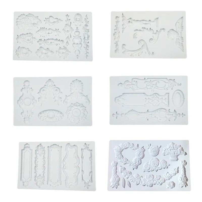 Set 7 Stampi In Silicone Barocchi Per Torte E Cupcake - Decorazioni A Riccio E Pizzo Per Pasticceria E Argilla, Alimentare, Dimensioni Miste