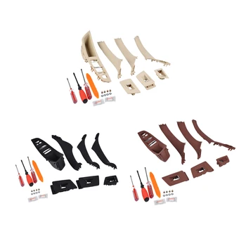 

7pcs Door Handle Window Switch Panel, Inner Door Trim Grab Cover Frame + Tools Fits for BMW 520 523 525 528 530 535