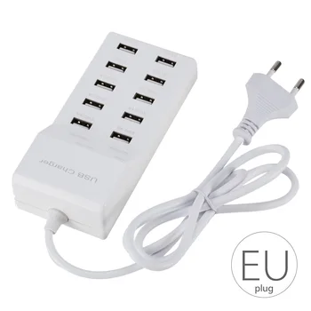 

10 Ports USB Charger Phone Tablet USB Device Travel Desktop Charger Hub Power Supply US Plug EU Plug