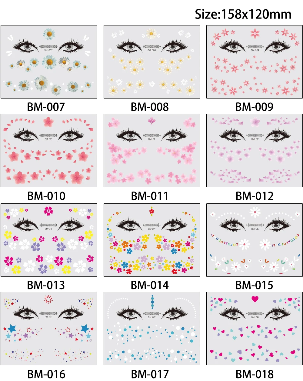 Face Makeup Tattoo Small White Daisy Pink Peach Blossoming Flower Design Fashion Temporary Tattoo Sticker for Woman Clavicle Arm (9)