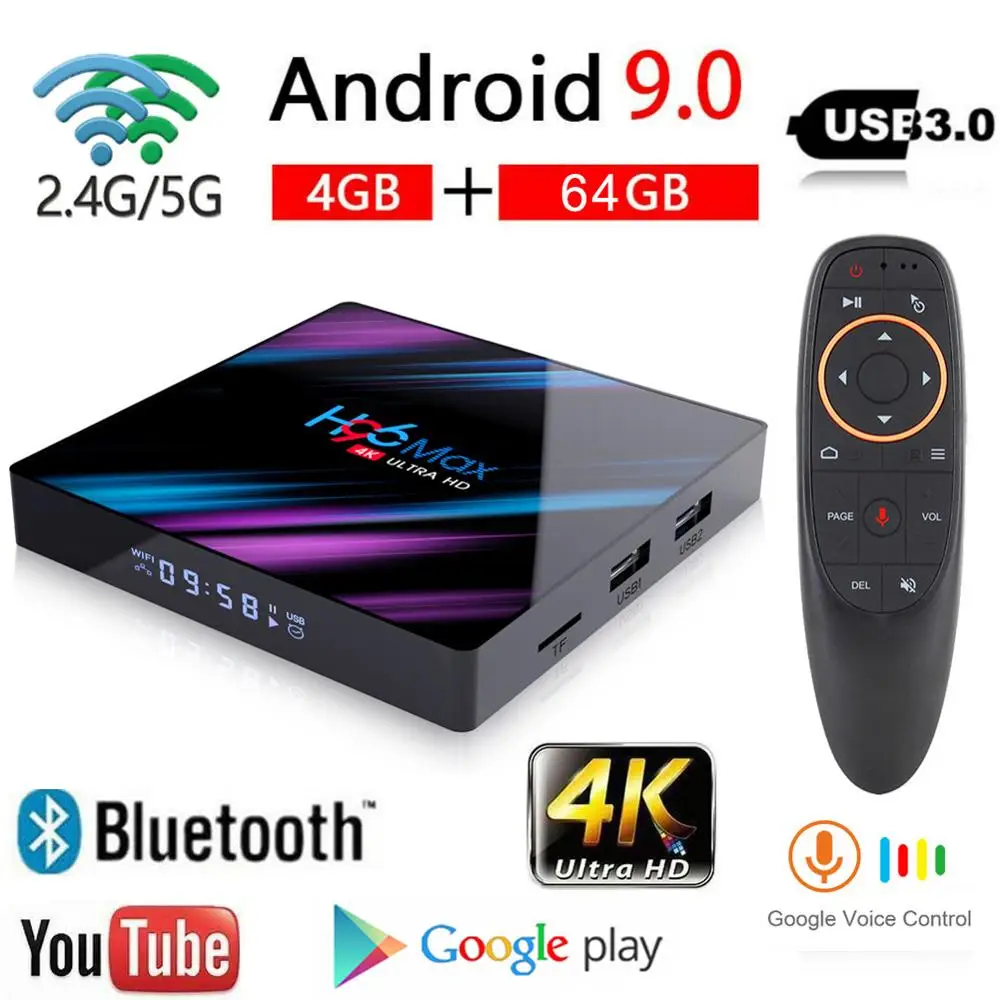 H96 MAX Android 9 Smart TV Box 4GB 32GB 64GB Media player 4K Google Voice Assistant Netflix IPTV Yo