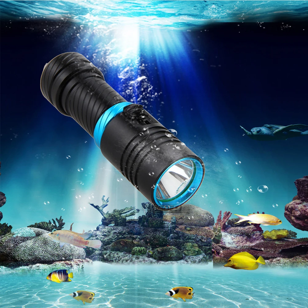 

Scuba 100m Underwater Diving Flashlight 5000LM XM-L2 LED Handlamp Waterproof led Torch Light Flash Lamp Torch lantern 18650