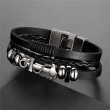 Новейший дизайн, высокое качество, многослойные Очаровательные кожаные браслеты для мужчин, браслет с якорем, ювелирные изделия, вечерние, прекрасный подарок для мужчин, Pulseira