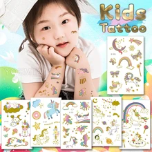 Unicorn Butterfly Rainbow Candy Cloud Face Hand Girl Boy Child Glitter Tattoo Kids Space 6 Month Temporary Tatoo 2021 Body Art