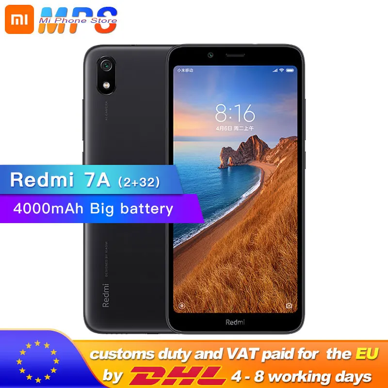 Xiaomi Redmi 7A 7 A 32 ГБ ROM 2 Гб RAM 5 45 &quotSnapdargon 439 Восьмиядерный мобильный телефон 4000 мАч