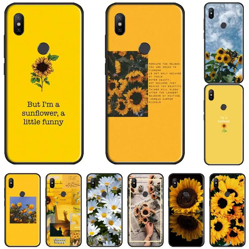 Красивый желтый чехол для телефона Sunflowe украшенный стразами DIY бампер Xiaomi Redmi 4x5