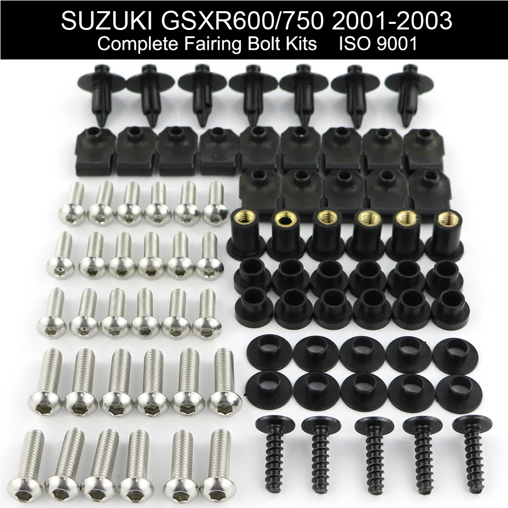 

For SUZUKI GSXR 600 GSX-R600 GSX-R750 GSXR 750 2001 2002 2003 Complete Full Fairing Bolts Kit Nut Screws Clips Stainless Steel