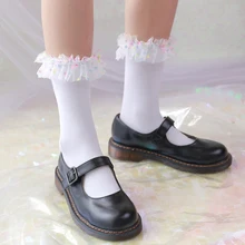 Японская Лолита Радуга точка чистая пряжа кружева тонкий срез носки Корея девчачьи милые бархатные носки