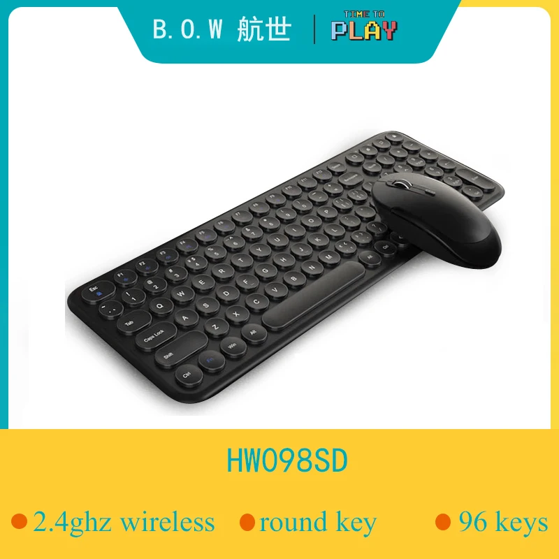 

B.O.W Wireless Keyboard Slim , Full Size 96 Round Keys 2.4 Ghz Dongle for PC/Laptop with USB Port Plug and Play