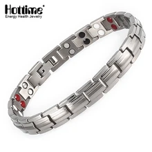 Hottime элегантный магнитный лечебный браслет и браслет двойной ряд 4 в 1 энергетический Титановый стальной ювелирные изделия для женщин серебряные аксессуары