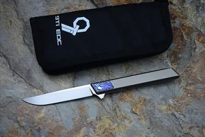 9TiEDC DJINN Оригинальная Интегрированная ручка из титанового сплава папка для улицы прямоугольное лезвие M390 стальной комплект инструментов для кемпинга - Цвет: Темно-серый