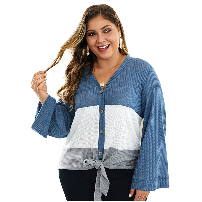 

Hit Color Sweater Women 2019 Autumn Winter V Neck Single Breasted Long Sleeve Sweaters Knitted Top Plus Size Sweater Female