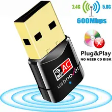 USB Wifi адаптер AC600Mbps USBNOVEL двухдиапазонный 2,4G/5G беспроводной Wifi ключ сетевая карта для ПК ноутбук Настольный Win10/8/8,1/7/XP
