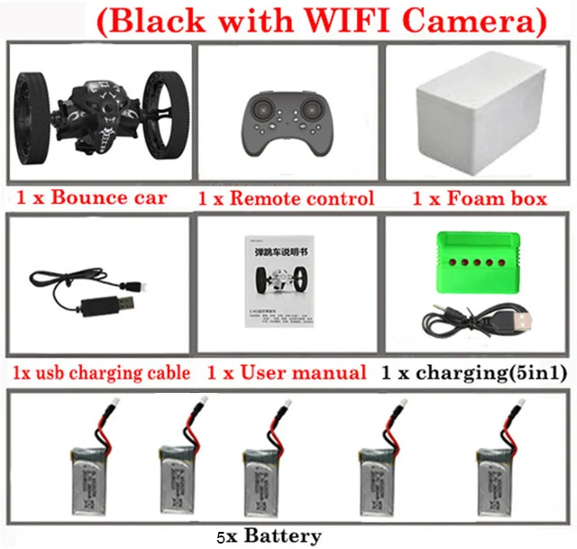set7 JJJRc ATTIW C6-YW/C6 2,4G прыгающая машина с Wi-Fi камерой, гибкие колеса, вращающийся светодиодный светильник, RC робот, высокий трюк, автомобиль, отскок - Цвет: set7