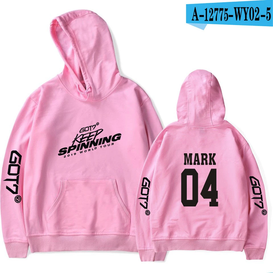 Pink GOT7 толстовки с принтом для женщин и мужчин повседневная одежда Harajuku повседневные топы толстовки Kpops пуловер с капюшоном размера плюс толстовки Прямая поставка - Цвет: Pink