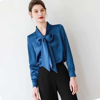 

Women Chiffon Shirt Women's Design Sense Non-Mainstream 2020 Spring and Summer New Small Shirt Heart Machine Big Bow Shirt Shirt