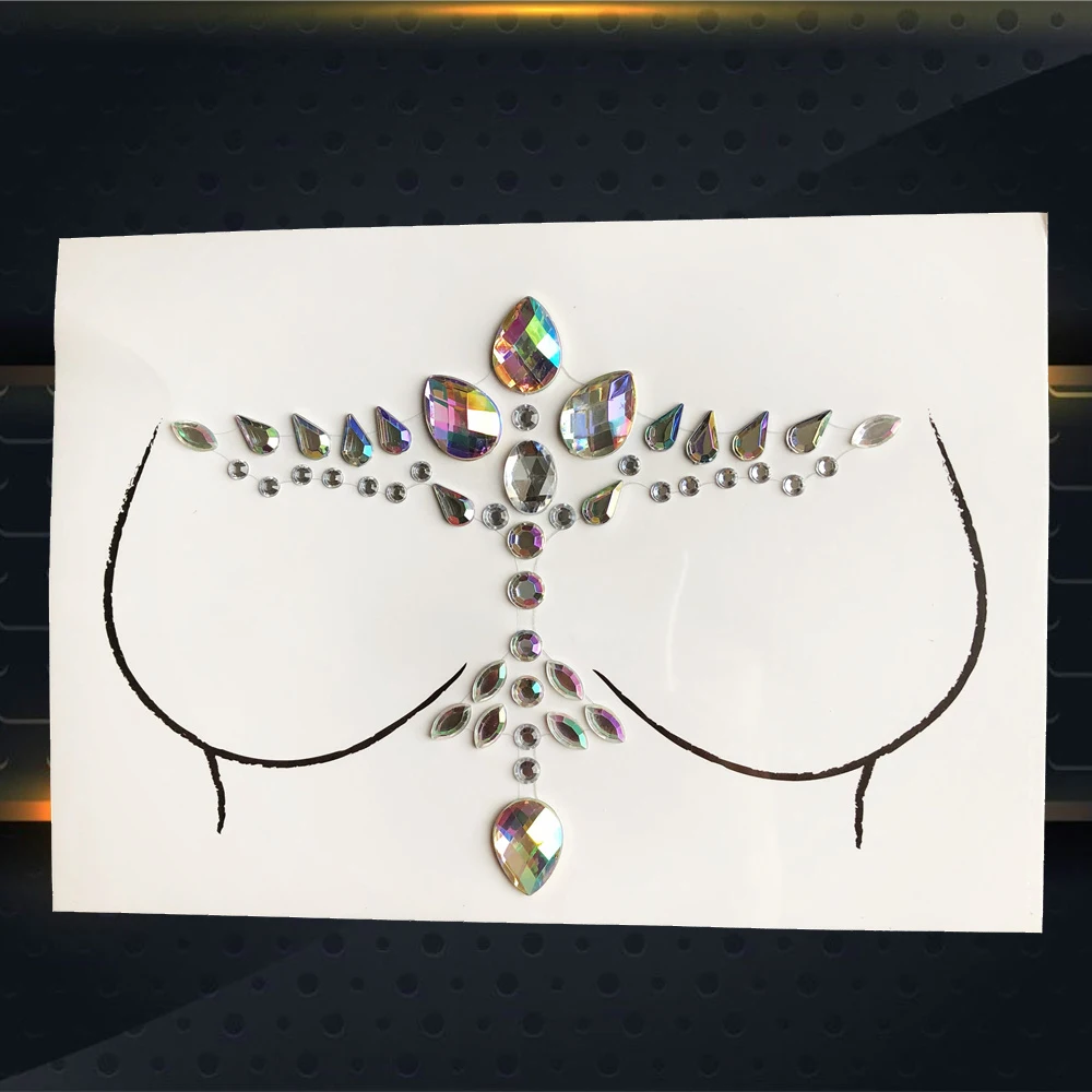 PXBS47 Ниппель флэш драгоценный камень паста самоклеющаяся грудь 3D драгоценности татуировки стикер для сценического представления Сияющий алмаз груди Инструменты для укладки - Цвет: PXBS47