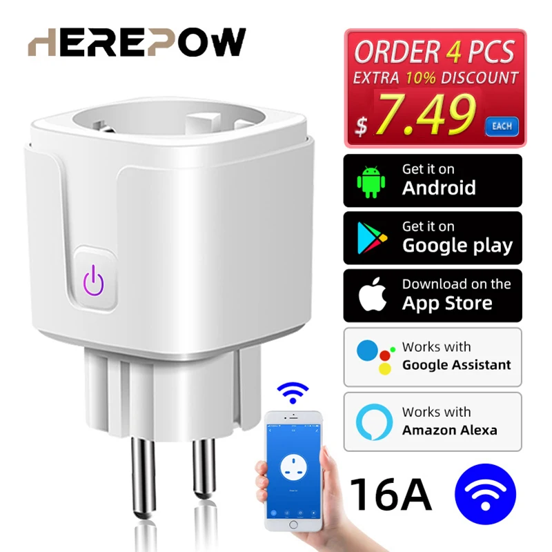 4pcs Wifi Smart Plug Remote Control Socket Outlet works w Alexa/&Google US PLUG