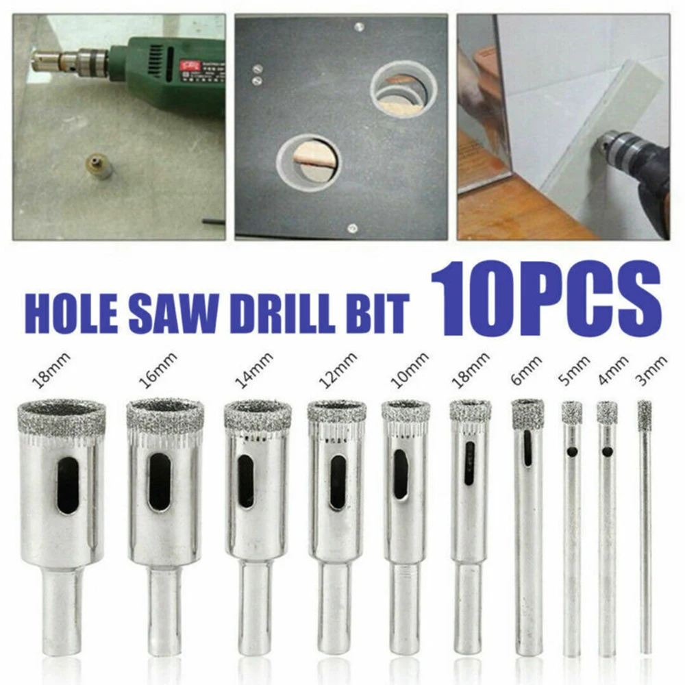 Сверло 10 шт. Алмазное покрытие сердечника отверстие пилы мраморная плитка