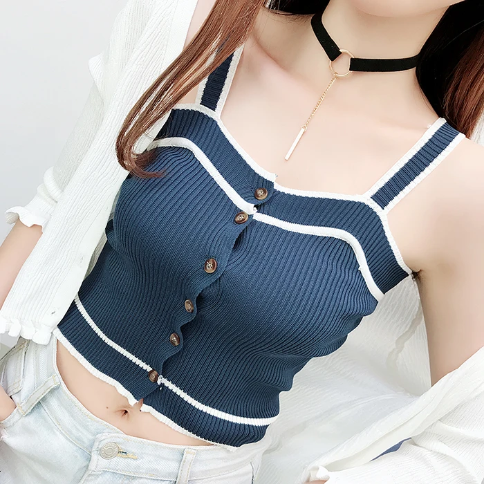 style 06 23 стиля на выбор-Летняя женская Трикотажная майка с бретельками и открытыми плечами, женская трикотажная кофточка, короткие футболки без рукавов - Цвет: style 06