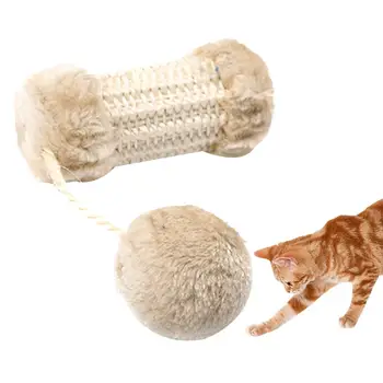 

Pet Cat Kitten Sisal Post Pompom Sound Scratcher Interactive Play Scratching Toy Catch Interactive Teaser Toy