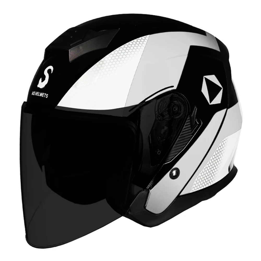 712-04 Gray Lenses AIS мотоциклетный шлем с открытым лицом, шлемы для скутера, мотокросса, мотоциклетный шлем, шлем для крушения, двойные защитные козырьки объектива, Шлемы Casco - Цвет: 712-04 Gray Lenses