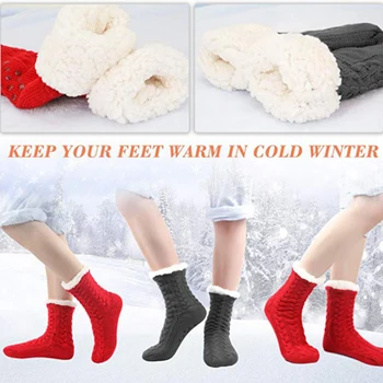 

Winter Warm High Socks Fleece Thicken Thermal Soft Slipper Socks Ultra-Plush Anti-Slip Grips Anti-Freezing Foot Socks N06 N06