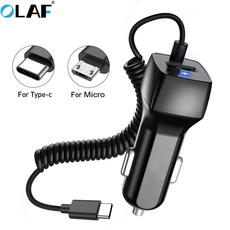 Автомобильное зарядное устройство с usb-кабелем, зарядное устройство для мобильного телефона для iphone 11, 7, samsung, S10, Xiaomi, Micro USB type-C, быстрое автомобильное зарядное устройство для телефона