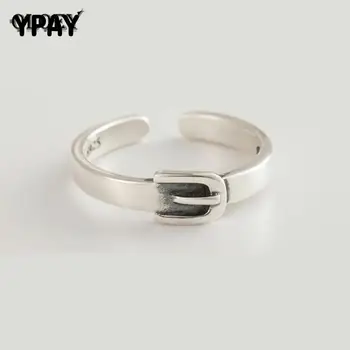 

YPAY Genuine 925 Sterling Silver Rings Women Belt Design Open Finger Ring Korean Style Fine Engagement Jewelry Gift YMR412