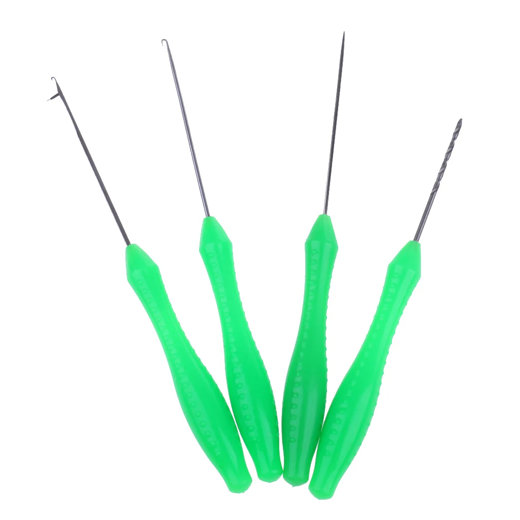 4Pcs 4 in 1 Baiting Needle Tool Set Drill Hooks Stringer Splicing Kit Drill Needle Carp Fishing Accessories