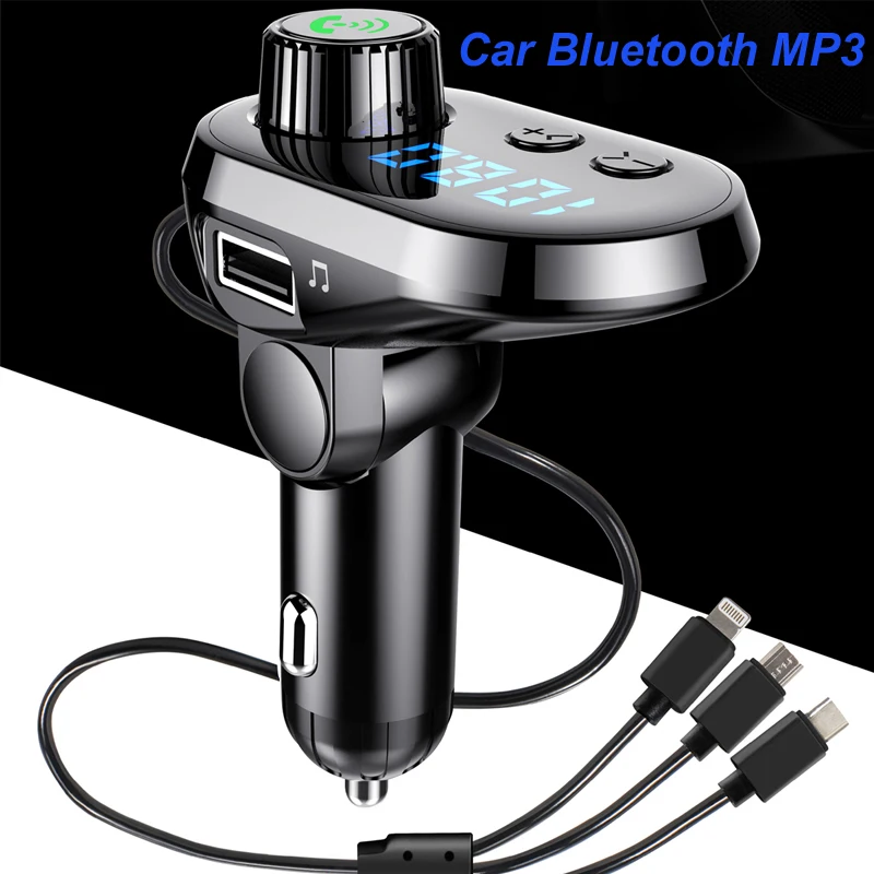 Bluetooth Handfree Автомобильный комплект fm-передатчик беспроводной MP3-плеер три USB быстрая зарядка автомобильное зарядное устройство
