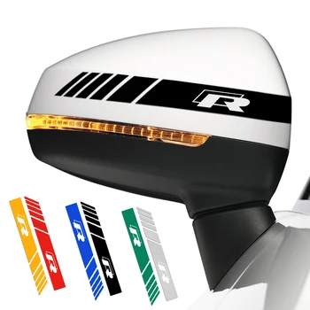 

2Pcs/Lot Car Rearview Mirror Stickers Stripe Car Reflective Rearview Mirror Decal for Volkswagen VW R LINE Auto Styling Stickers