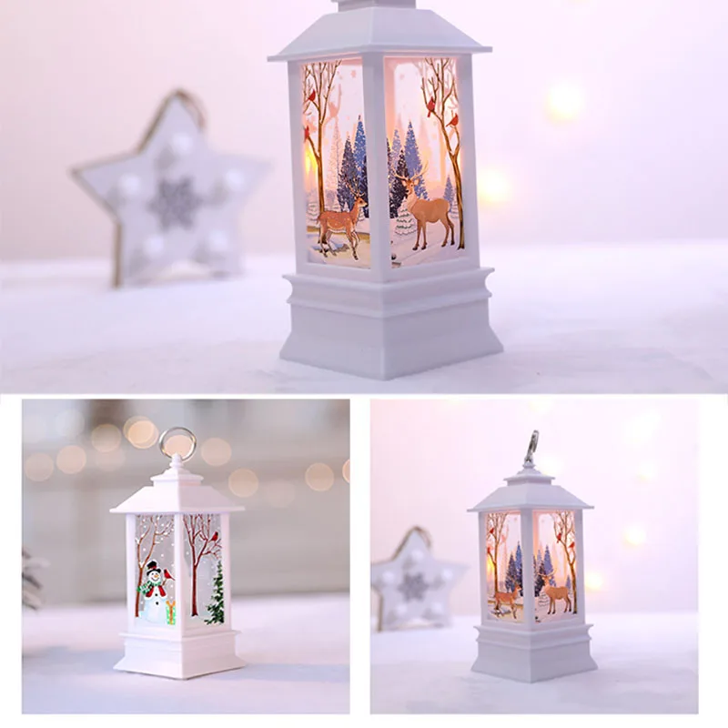 Рождественская лампа с имитацией пламени, настольное украшение, светодиодные огни, сцена, макет, елочные украшения для дома, год