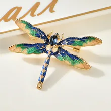 Постоянное РАО Amoy поставка товаров поколение жира Кристалл корсаж Женская креативная Эмаль Стрекоза Брошь масло капля насекомых B