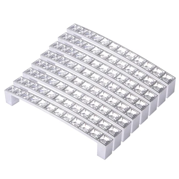 

NEW-Pack Of 8 Europe Style Square Clear Crystal Rhinestone Furniture Door Wardrobe Cupboard Cabinet Drawer Pull Handle Knobs 128