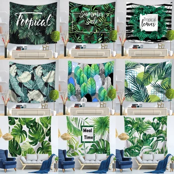 

Tropical Plants Printed Tapestry Home Decor Beach Cover Leaves Wall Hanging Tapestry Carpet Yoga Picnic Mat Beach Towel Blanket