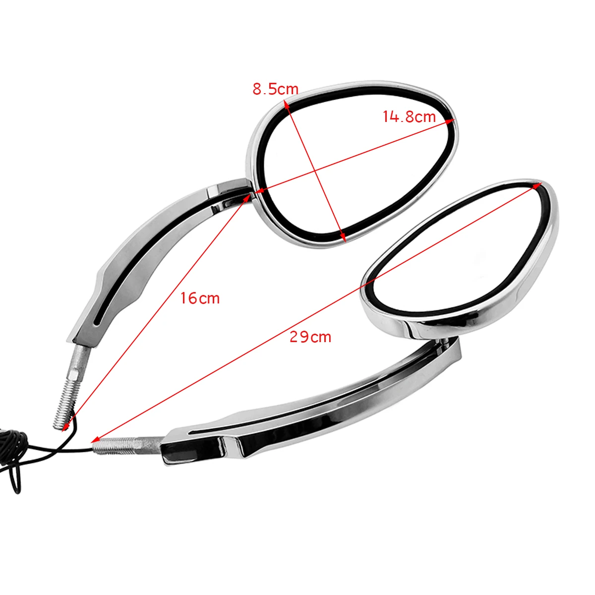 2 шт. мотоциклетные боковые зеркала заднего вида со светодиодным сигналом поворота универсальные металлические зеркала заднего вида черный/хром для Harley