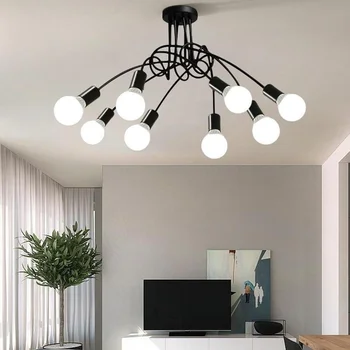 

3/5/8 Heads Modern Vintage Ceiling Lights Rod Wrought Iron Ceiling Lamp Bulb Living Room Lamparas For Home Chandelier Lighting