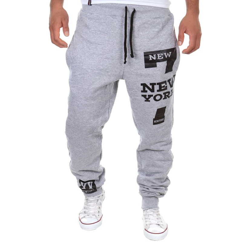 Мужские брюки Pui tiua, новинка, мужские спортивные штаны с буквенным принтом 7, мужские свободные хлопковые хип-хоп повседневные брюки, брюки размера плюс - Цвет: light gray