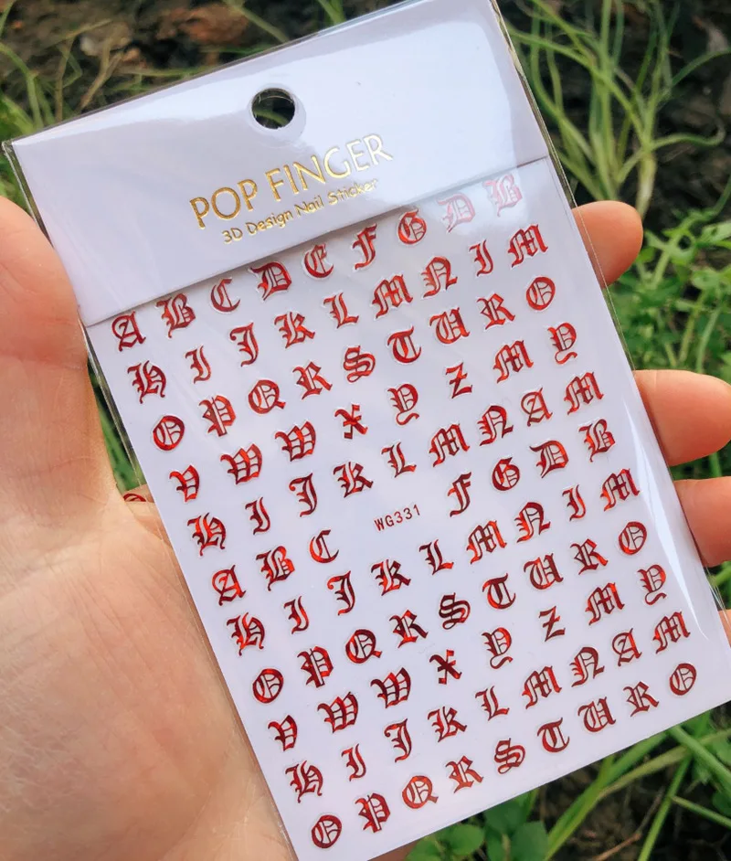 1PCS Multi-Color Laser Reflective Alphabet Nail Art Sticker Kit