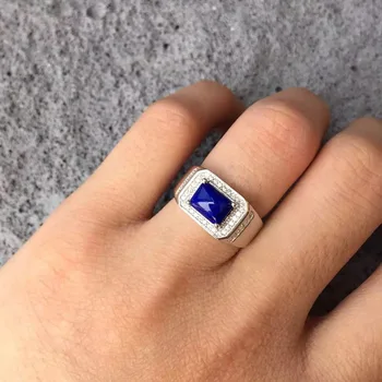 

Classic Square Shape Cutting Lapis Lazuli Ring for Man Classic Sterling Silver Ring 925 Stamped Luxury Ring Gift for Wife