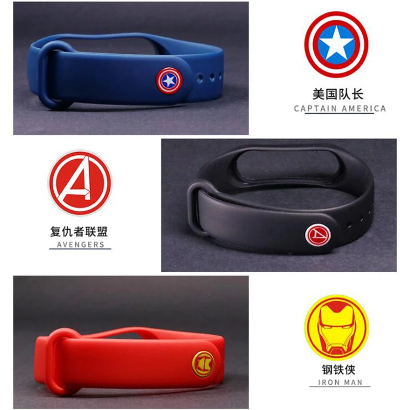 Marvel, мстители, металлическая кнопка для Xiaomi mi, браслет 4, 3, полоса 4, полоса 3, умный браслет, mi Band, силиконовый ремешок, браслет в виде ремня с пряжкой