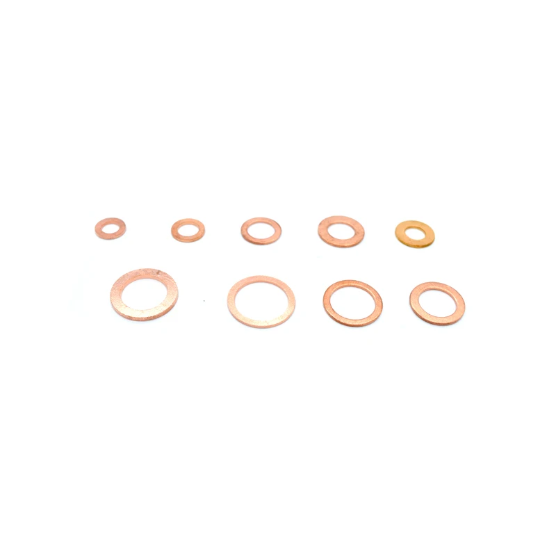 200Pcs Copper Washer Gasket Nut and Bolt Set Flat Ring Seal Assortment Kit With Box M5/M6/M8/M10/M12/M14 for Sump Plugs Water
