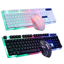 1Set GTX300 104 Keys Mechanical Keyboard Mouse Wired Colored Floating Rainbow Backlight Plastic Computer Gaming Keyboard Set