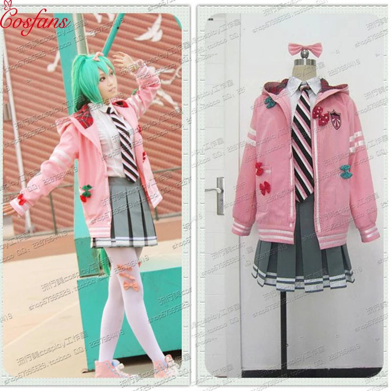 

6PCS Project DIVA-f Miku Cosplay Costumes For Women girl Anime Halloween Hatsune future Costume Shirt, skirt, coat
