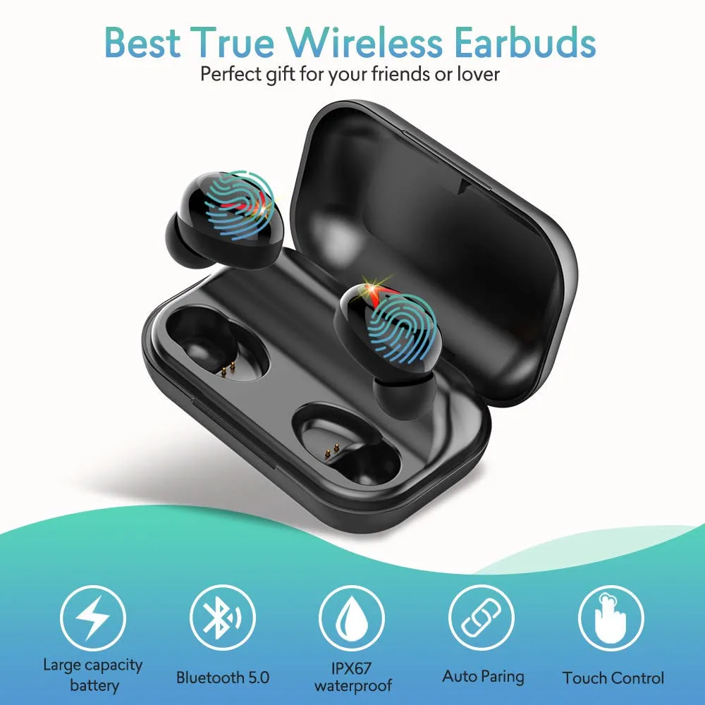 TWS наушники Bluetooth 5,0, беспроводная гарнитура IPX7, водонепроницаемые, Hi-Fi, басы, стерео наушники с шумоподавлением для iPhone, samsung, HUAWEI